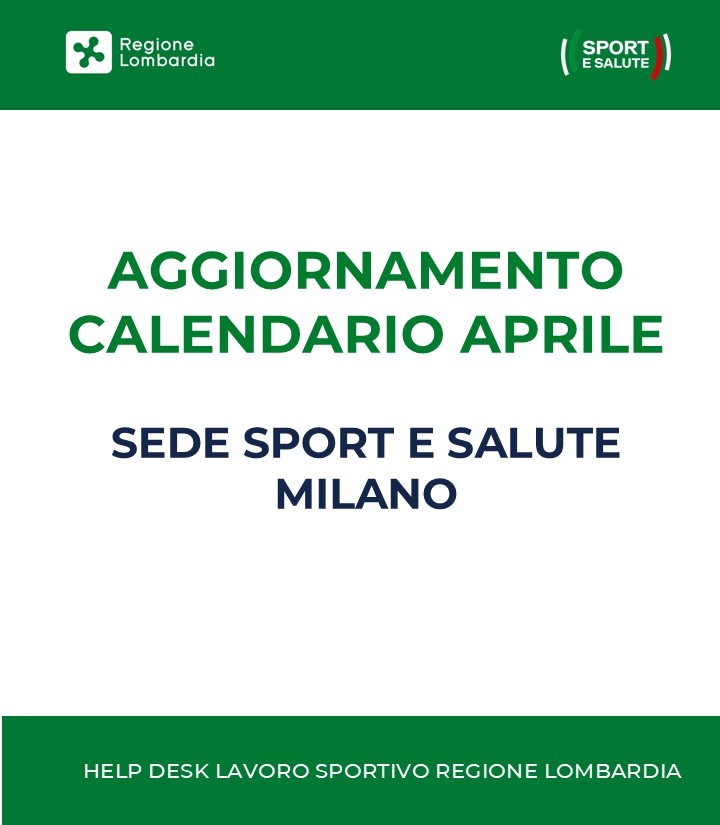aggiornamento calendario aprile sede milano